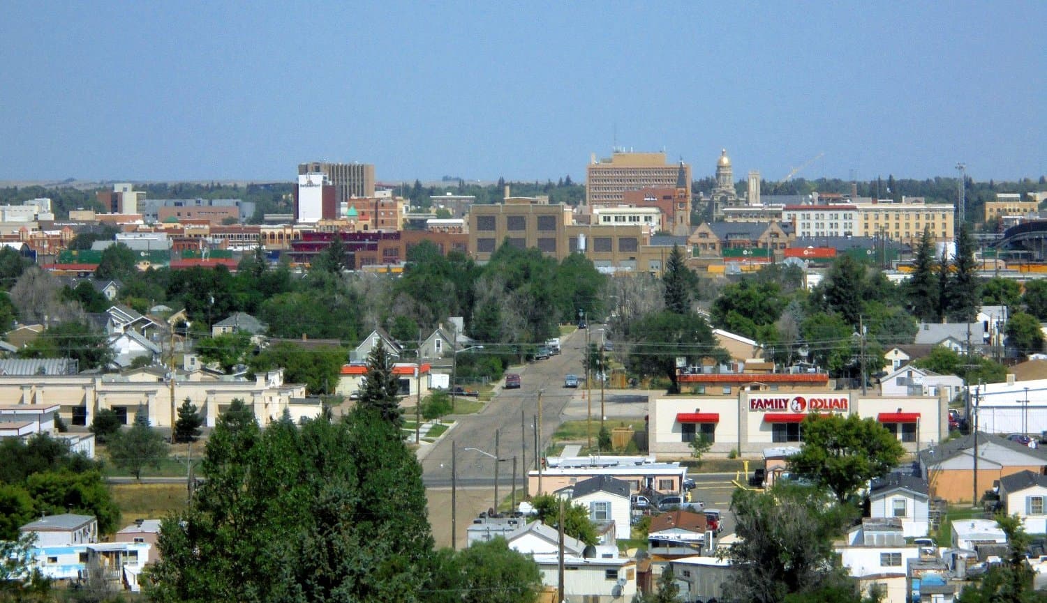 Downtown Cheyenne, Wyoming with the State Capitol