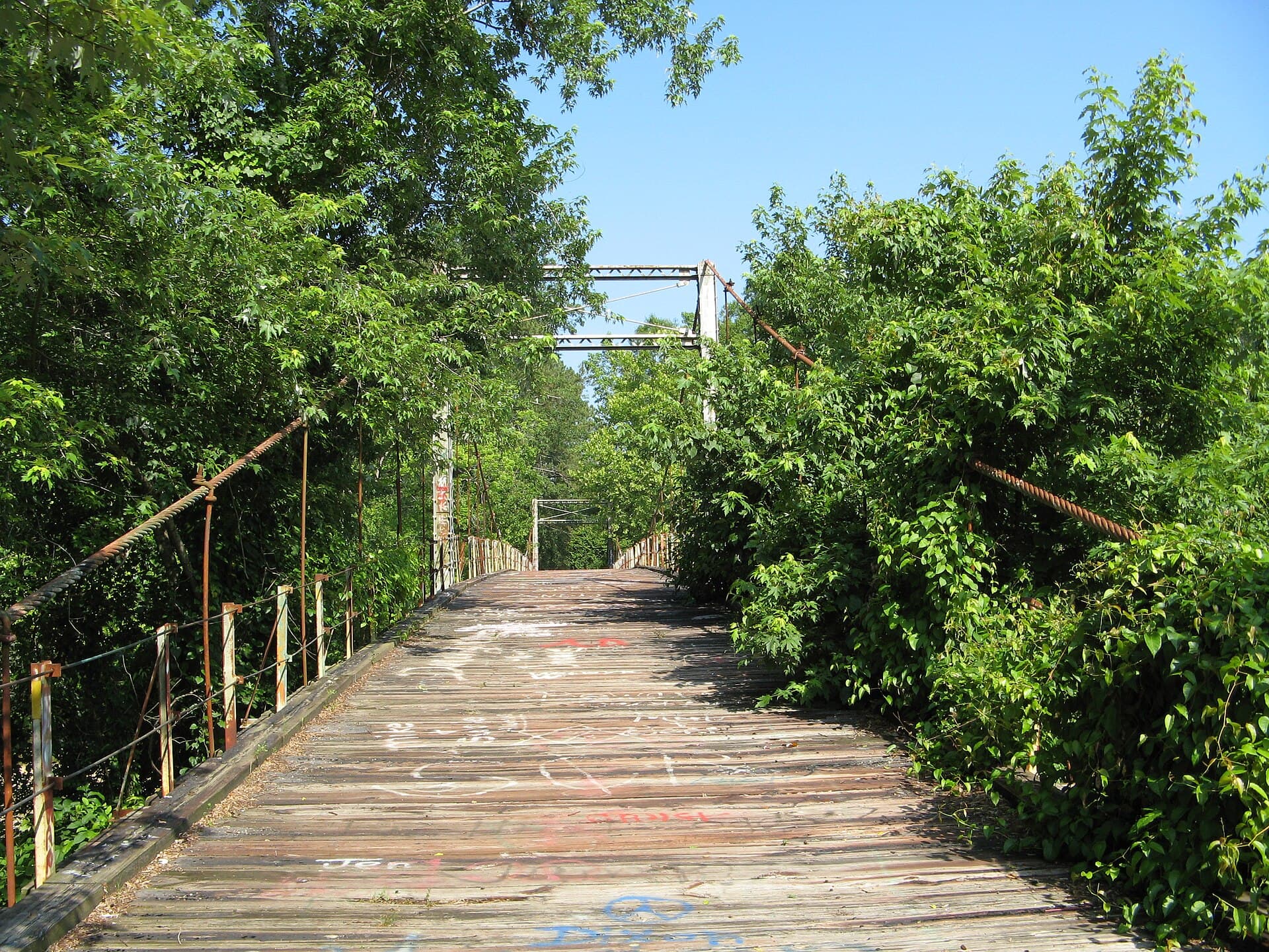 The historic swinging bridge in Byram, Mississippi