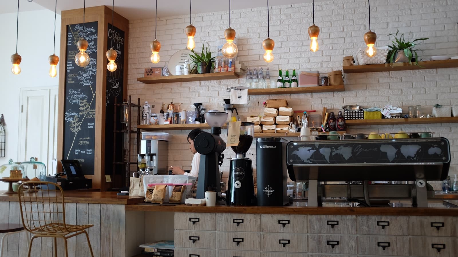 Starbucks coffee shop interior with warm lighting and comfortable seating